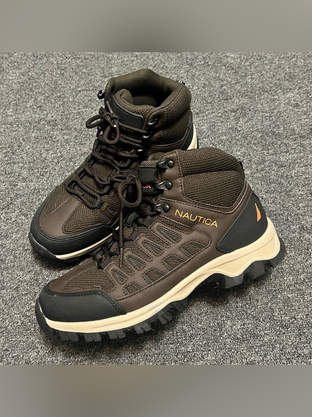 Nautica Corbin Mid Hiking Boots Youth 7 Brown Black